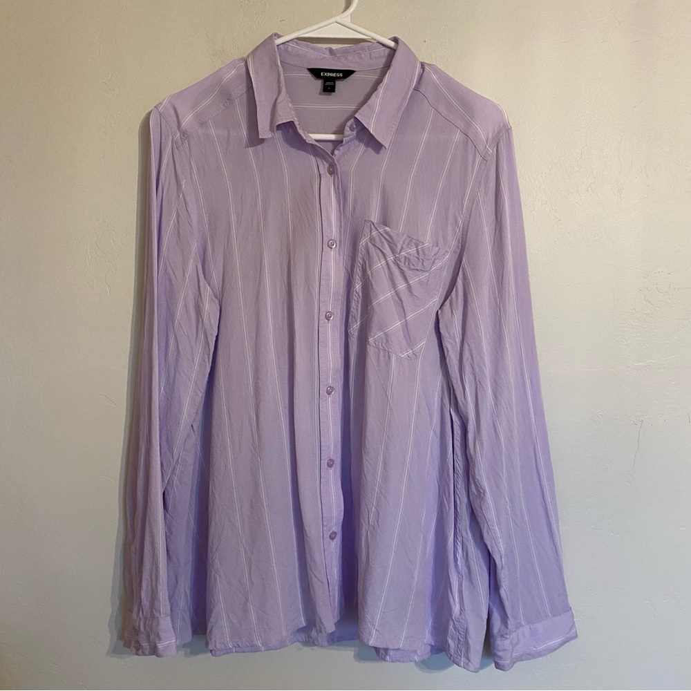 Express Lavender Button Down Shirt size L